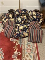 Outdoor chair cushions with matching pillows