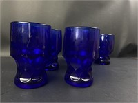 (6) Vintage Viking Cobalt Blue Glass Georgian
