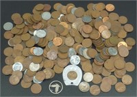 Large Lot of Mostly U.S. Coins - Wheat Cents,