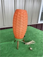 MCM orange plastic basket weave beehive lamp