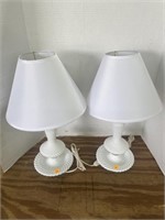 2 milk glass hobnail lamps