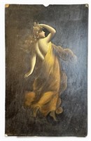 Antique Painting of Dancing Lady in Shear Gown