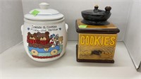 Coffee grinder style cookie jar marked japan,