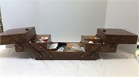 Wooden sewing box and sewing supplies
