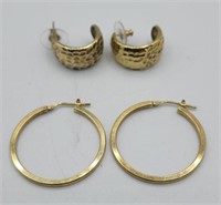 Sterling Gold Wash Pierced Earrings 12.2g Tw