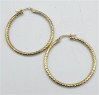 Sterling Gold Wash Pierced Hoop Earrings 4.1g