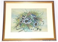 F.W Travers Watercolour Painting Pansies Bouquet
