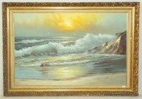 Stevens Original Oil on Canvas Seascape Painting.