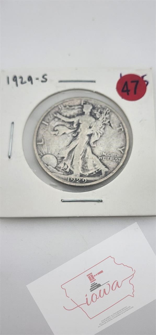 1929 S Walking Liberty Half Dollar