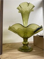 2 Pc Glass Dish w/Vase