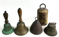 Group Of (5) Vintage Bells, Brass And Bronze