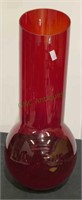 Made in Poland red art glass vase modernist