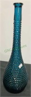 Teal blue diamond point glass Genie bottle.