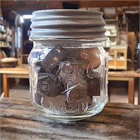 Ball Jar Filled w/ Printing Letterpress Blocks