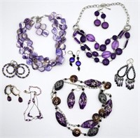 Purple Plastic, Pearl & Crystal Costume Jewelry