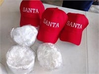 3 Santa Caps & 3 Wigs