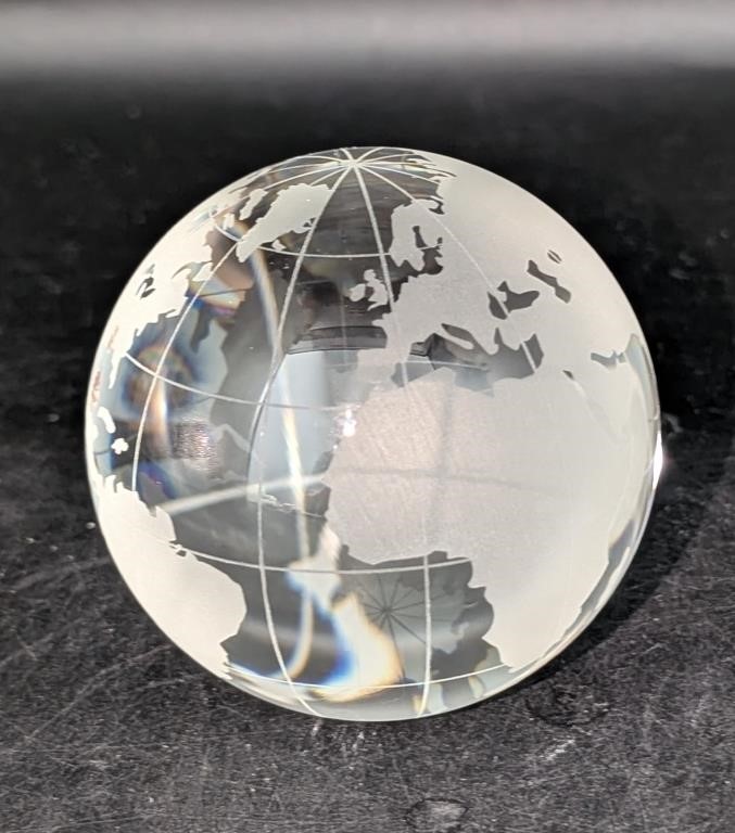 Art Glass Globe Paperweight Signed