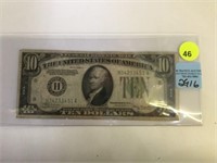 1934-A GREEN SEAL $10. FEDERAL RESERVE NOTE