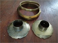 Four (4) Brass Items including 2 Candle Drip