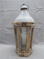 Antique Wood/Metal Outside Candle Lamp