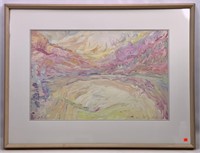 W. Reiter '88 painting - pink, yellow, 20" x 30"