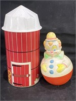 VTG Fisher Price Silo & Clown Roly Poly