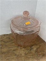 Vintage pink depression biscuit jar