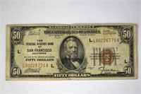 1929 Series $50 Federal Reserve National Bank Note