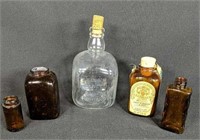 Five Vintage Whiskey & Snuff Bottles