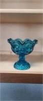Vintage moon and star candy dish blue glass moon