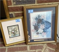 2 SMALL FRAMED AND MATTED FLORAL PRINTS