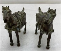 Pair of vintage bronze horses 7in