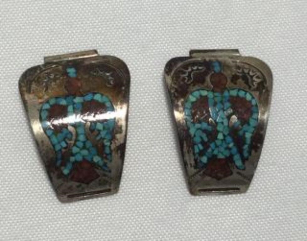 Sterling w/ Chip Inlay Pendants (2)