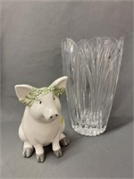 Stiffel Crystal Vase with Still Bank