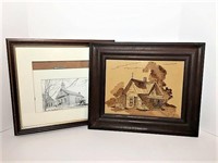 Two Framed Buildings Prints