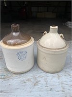 Pair of antique crock jugs
