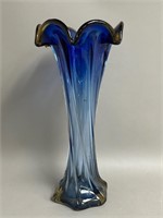 MCM Blue Art Glass Vase