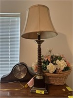 Lamp, Clock, Floral Basket