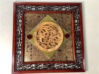 Asian Picture W/Carved Dragon Disc, 25in Square