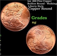 1oz .999 Fine Copper Bullion Round - Walking Liber