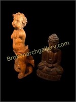 Carved Wooden Buddha and Putie