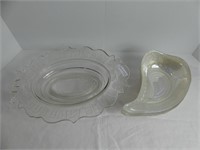 13"PRESS GLASS 'DAILY BREAD' BOWL & 4 SHELL DISHES