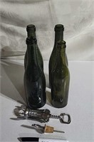 Vintage Bottles with Wine Opener and stopper