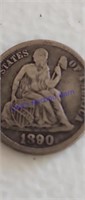 US silver dime 1890