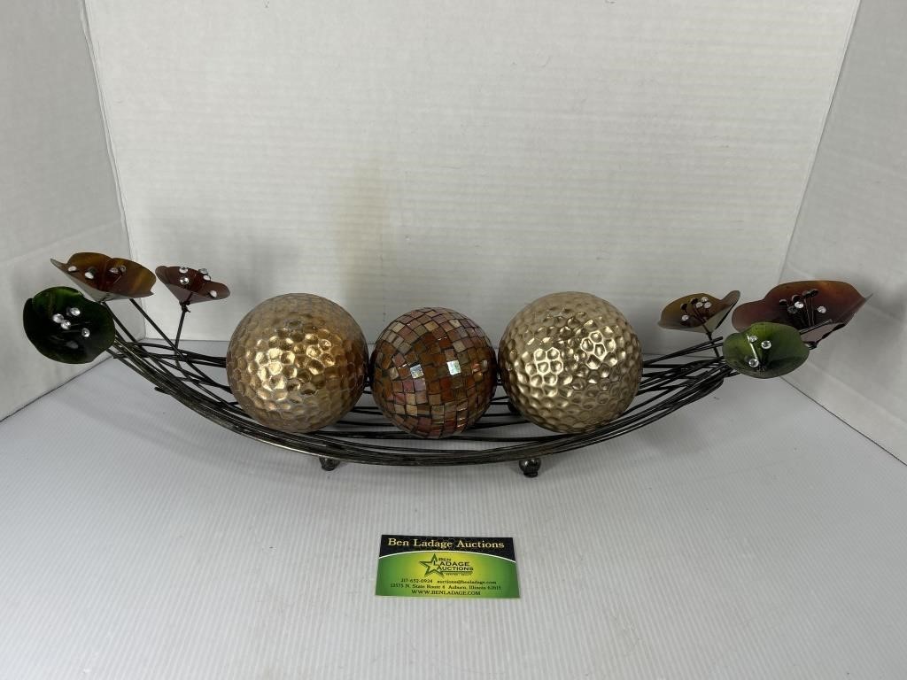 Metal Ball Flower Basket Decoration