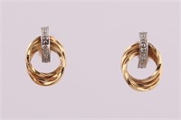 14kt Yellow and White Gold Circle Earrings