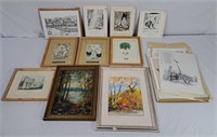 Hand drawn cartoons, W.H Bartlett print, R.