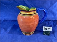 Pacific Rim Orange Striped Ceramic Pitcher, 8"T