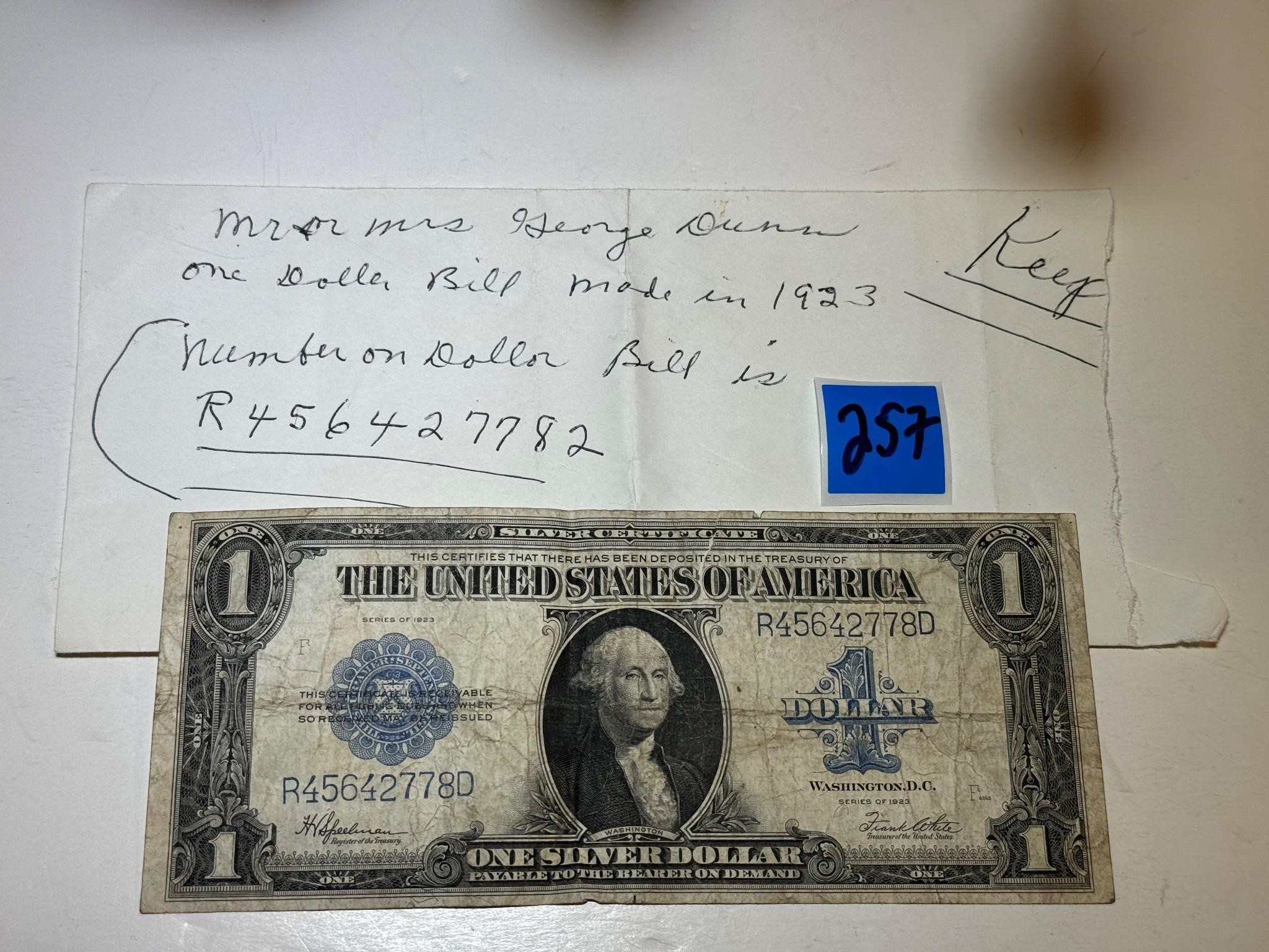 1923 $1 Certificate w/ beautifully engraved design