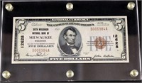 1929 $5 National Currency Milwaukee Wisconsin